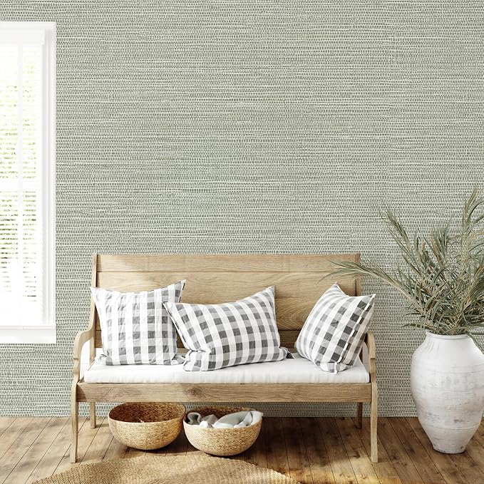 JiffDiff Grasscloth Wallpaper Peel and Stick Cream Grassweave Peel & Stick - Image 7