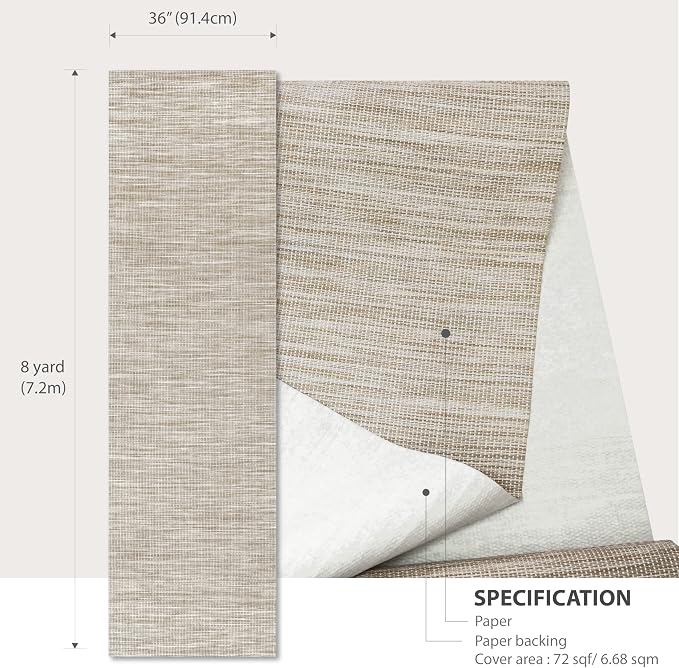 Ansehan Wallcovering W402 Marbletile Collection 36" W x 8 Yard L, Natural Paper - Image 8