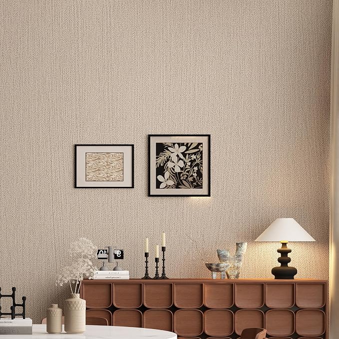 Haimin Fabric Wallpaper Textured Contact Paper Peel and Stick Faux Linen Wall - Image 2