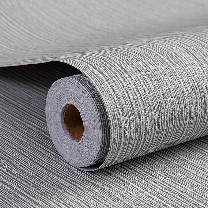 Haimin Grasscloth Wallpaper Textured 24in X 393in Fabric Contact Paper Brown by HaiminHomeDecorWallpaper