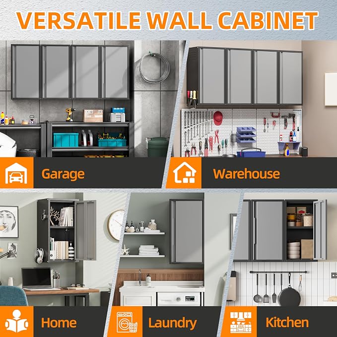 Metal Garage Wall Cabinet with 1 Door, 13.78'' Wide Wall Mounted Tool Cabinets - Image 8