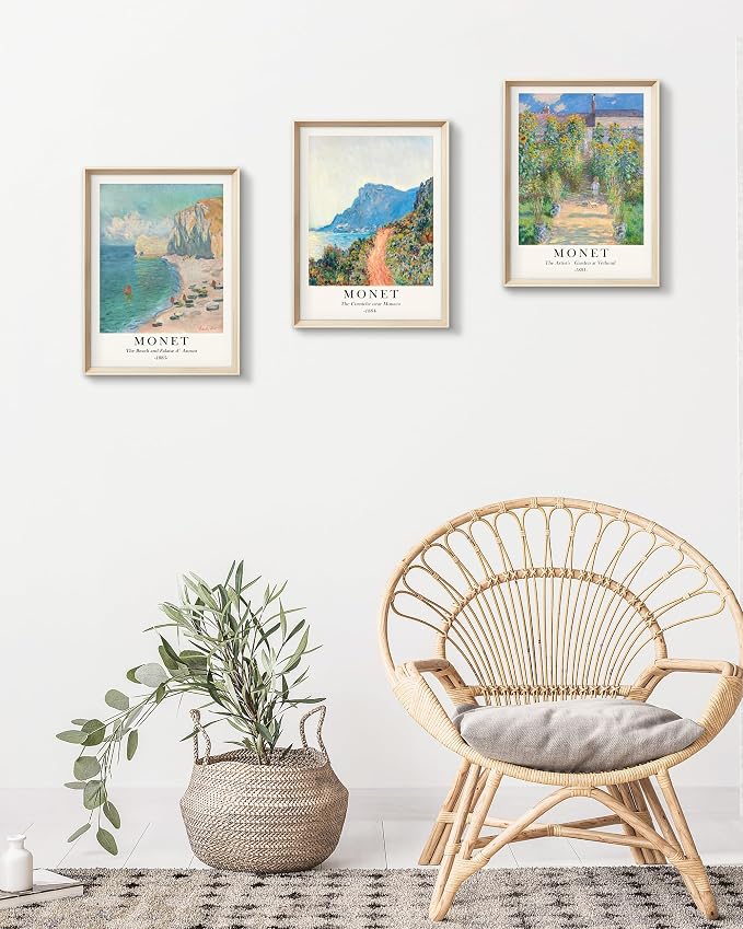 HesenDot Framed Claude Monet Wall Art 3 Piece, 12x16in High Framed Design - Image 7