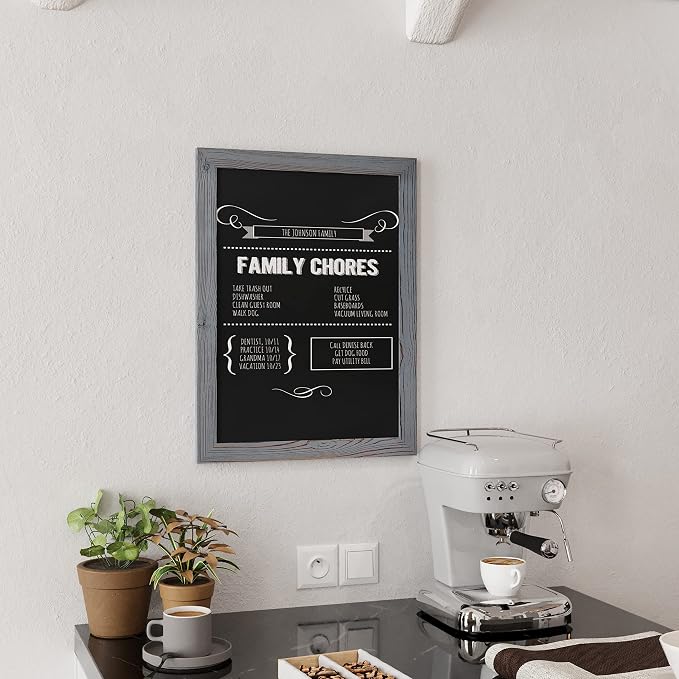 Rustic Grey Magnetic Wall Chalkboard, Large Size 18" x 24", Framed Chalkboard - Image 6