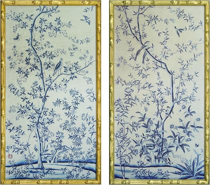 HongFengtang Chinese Rice Paper Print China Flower And Bird Bamboo Frame 19.5 X - Image 2