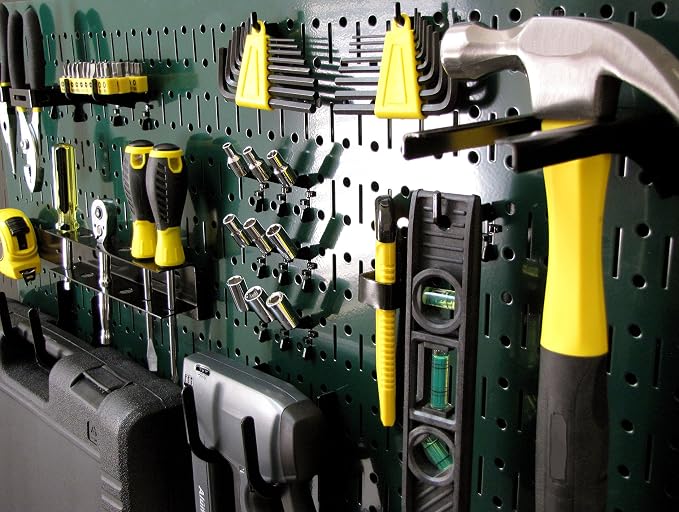 Wall Control Pegboard 16in x 32in Horizontal Green Metal Pegboard Tool Board - Image 7