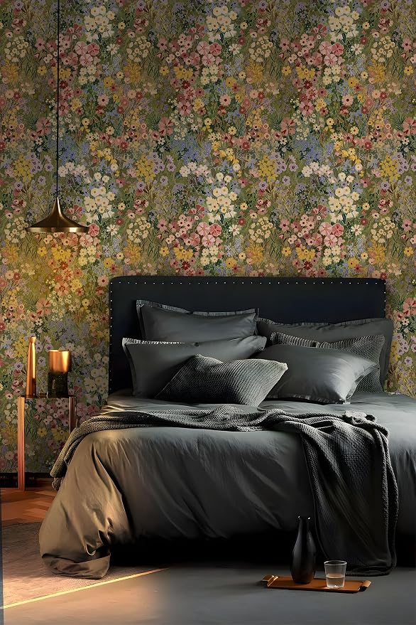 Floral Wallpaper Peel and Stick Boho Wall Paper Removable Waterproof Green - Image 7