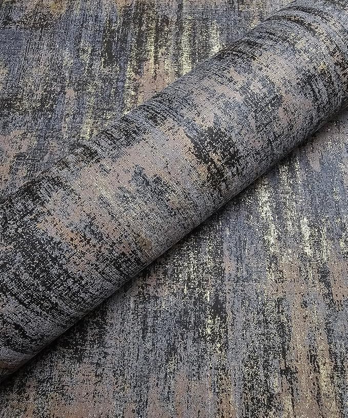 Black Gold Textured Wallpaper Distressed Industrial Metallic Peel and Stick by Kamildecor