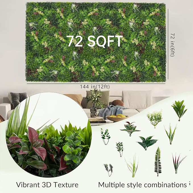 Artificial Ivy Boxwood Roll: 6FTx12FT UV Resistant Green Leaves Faux - Image 2