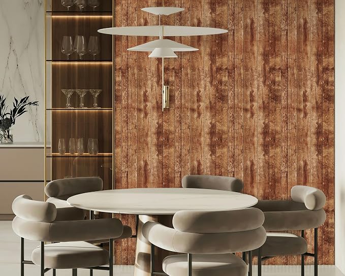 FLFK 16" x 384" Wallpaper Peel and Stick Vintage Brown Wood Contact Paper - Image 5