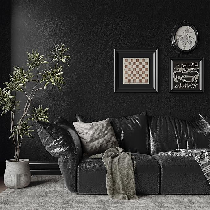 Abyssaly Black Textured Peel and Stick Wallpaper - Image 6