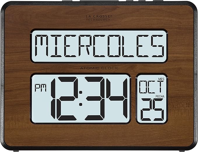 La Crosse Technology 513-1419BL-WA-INT Atomic Large Full Digital Calendar Clock - Image 4