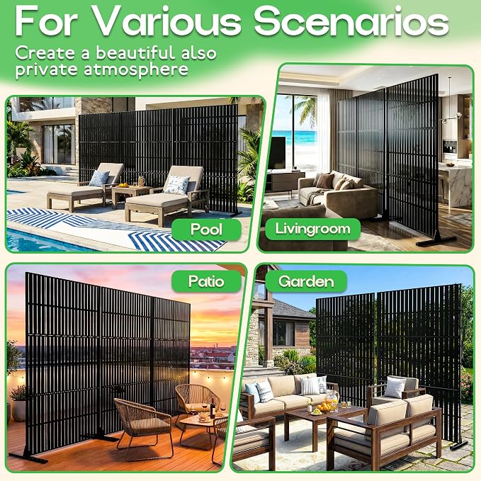 MTART Metal Privacy Screen 72" H x 47.2" Decorative Outdoor Privacy Screen - Image 7