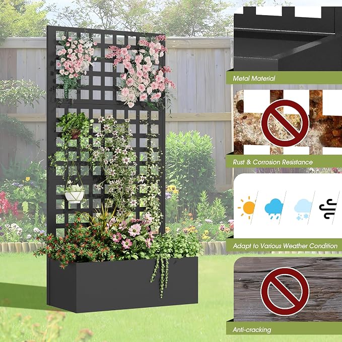 Metal Planter Box with Trellis, Planter Box Trellis with Privacy Screen and - Image 5