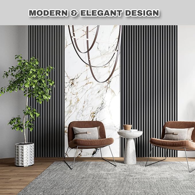 Extra Long Black Wall Panels for Interior Wall Décor 114x6.2x0.4in 8pack Modern - Image 9