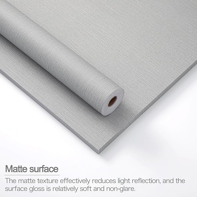 24"x393" Grey Grasscloth Peel and Stick Fabric Textured Contact Paper Removable - Image 3