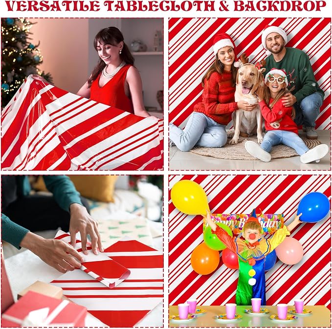 Kochorie 100 Ft x 54 Inch Christmas Candy Cane Striped Tablecloth Roll - Image 7