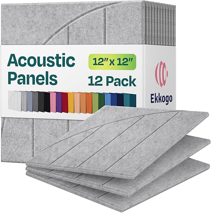 Acoustic Panels 12-Pack Soundproof Wall Panels 12"x12"x0.4" Decorative Sound by EkkogoAcousticPanels