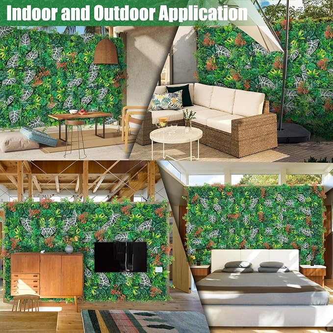 20"x20" Artificial Grass Wall Panels, Faux Boxwood Green Wall Decor - Image 6