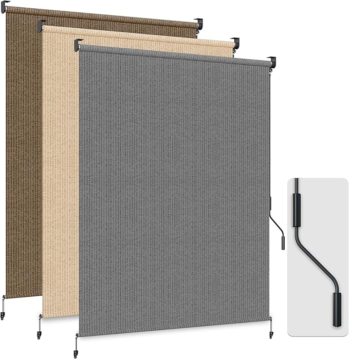 HOMEDEMO Outdoor Roller Shades for Patio, Sun Roller Shade Cloth Roll Blinds by HOMEDEMO