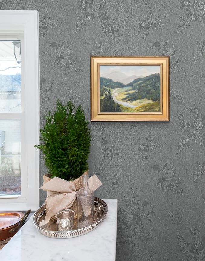 Erfoni 78.7"x17.7" Grey Contact Paper Gray Peel and Stick Wallpaper Thicken - Image 2