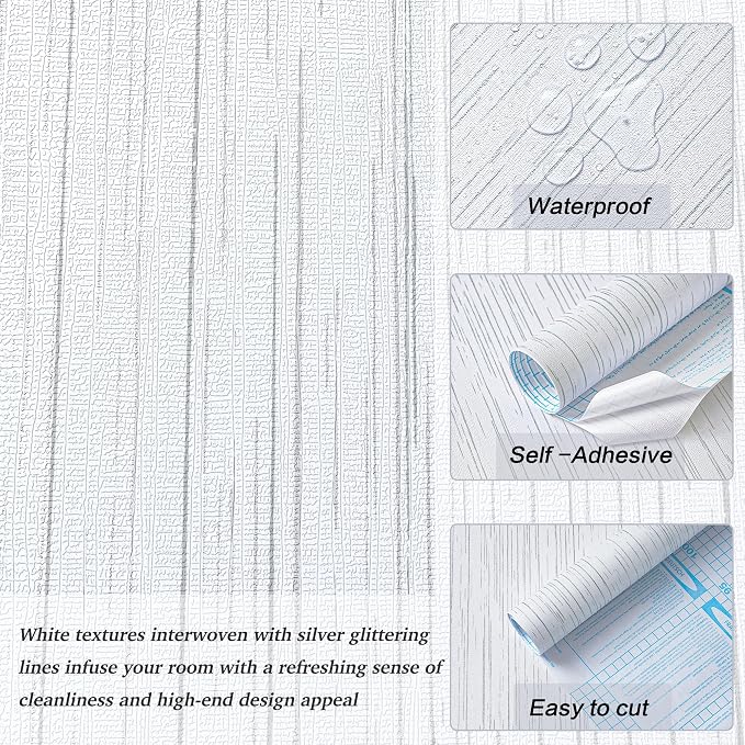 White Grasscloth Wallpaper Peel and Stick Textured Wallpaper - Image 4