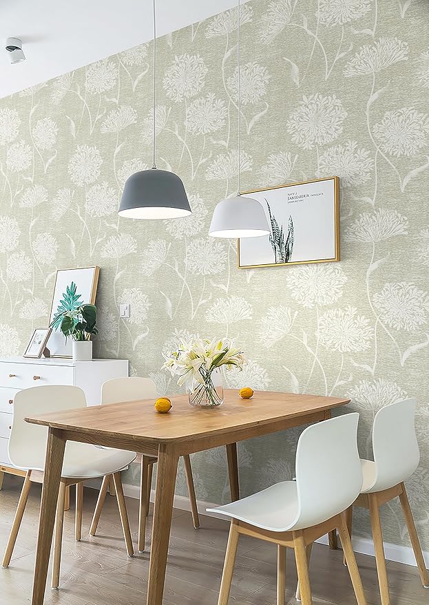 Safiyya Peel and Stick Wallpaper Faux Grasscloth Floral Contact Paper Beige - Image 4