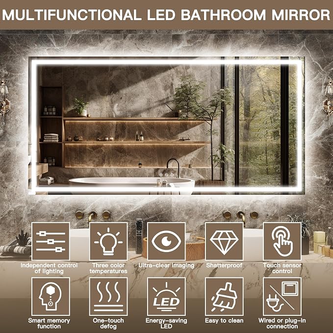 FENNIO Full Length Mirror with Lights, Free Standing Lighted Floor Mirror - Image 5