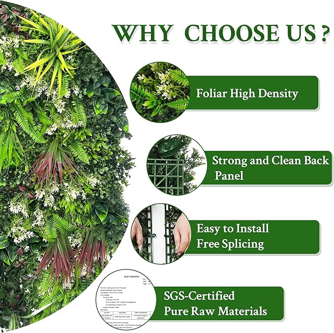ODTORY Artificial Plant Wall Panels: 50"×120" UV-Anti Faux Grass Wall Backdrop - Image 5