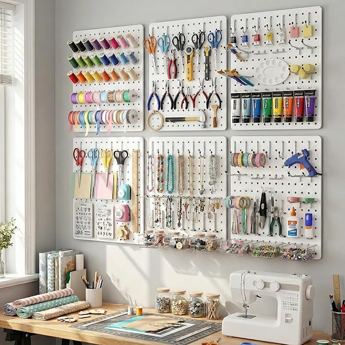 Peg Board, 6 Pack 16'' x 12'' White Pegboard Panels - Image 2