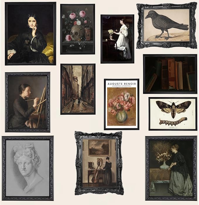 LANCHI95 12PCS Vintage Classical Wall Art Set – Dark Academia Antique Frame by LANCHI95