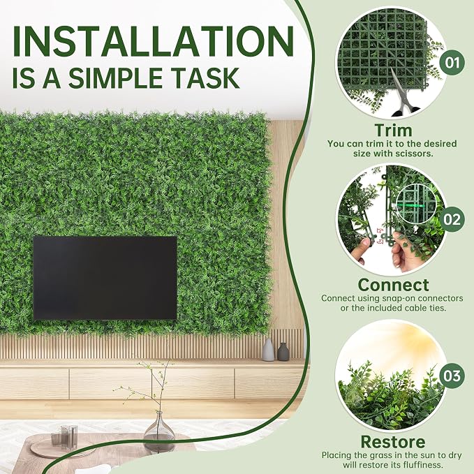 Artificial Green Wall Panels: 40"x120" Boxwood Hedge Green Wall Decor Backdrop - Image 5