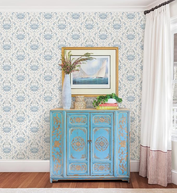 NuWallpaper by WallPops Blue Shellby Peel & Stick Wallpaper - Image 3