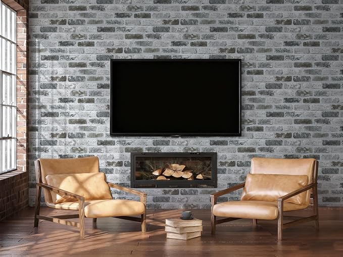 Guvana 17.3"×472.4" Brick Wallpaper Peel and Stick Wallpaper Grey Removable - Image 7