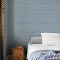 Simon&Siff Grey Blue Textured Grasscloth Peel and Stick Wallpaper 17.7"x394" by SimonSiff