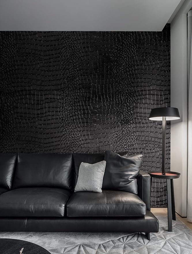Peel and Stick Wallpaper Black Crocodile Wall Paper Modern Textured - Image 7