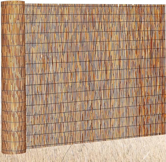 Barydat 1 Pcs 6 x 10 ft Reed Fence Roll, 85% Shade Bamboo Privacy Screen by home