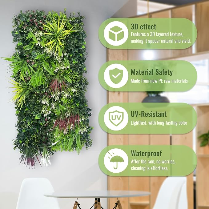ODTORY Artificial Hedge Grass Wall Panel: 40" x 20" UV-Anti Faux Boxwood Ivy - Image 4