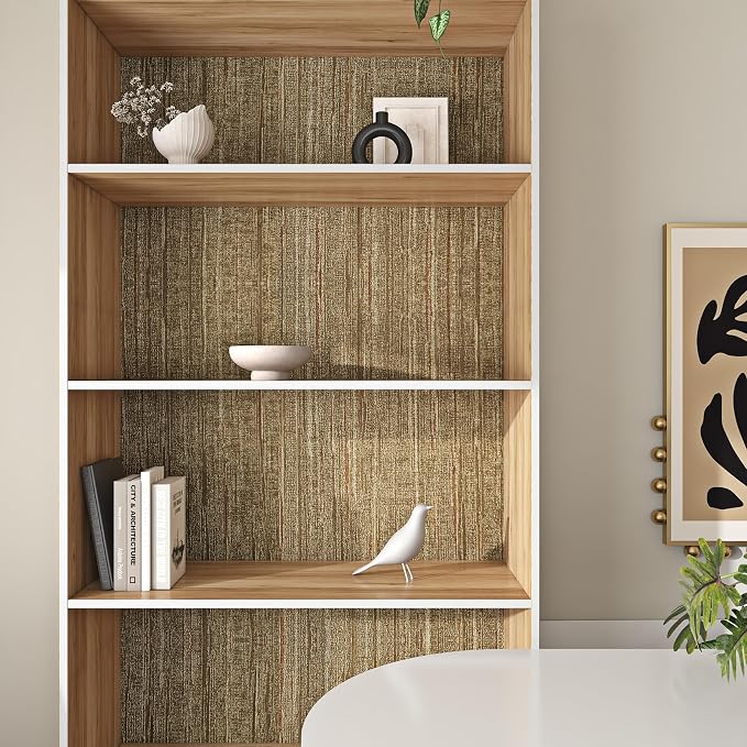 Livelynine 15.8x197 Vintage Gold Peel and Stick Wall Paper Textured Grasscloth - Image 3