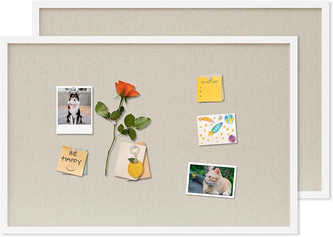 DAHAPYBOO Cork Board with Linen White 2Pack, Bulletin Board 30"x20" Hanging by DAHAPYBOO