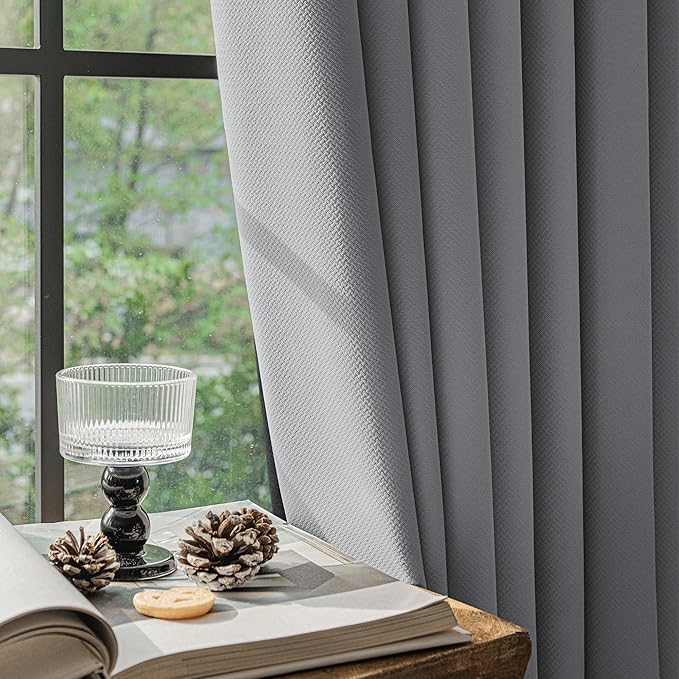 FMFUNCTEX 100% Dark Grey Blackout Curtains - Image 6