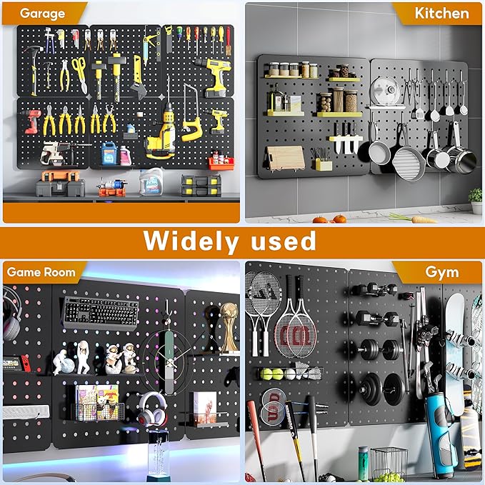Peg Board, 6 Pack Black Peg Board Panels, 50lbs Load Capacity Each, Pegboard - Image 5
