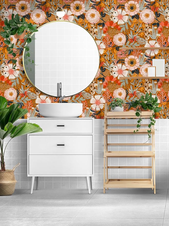 HAOKHOME Boho Peel and Stick Wallpaper Floral Wall Paper Removable - Image 5