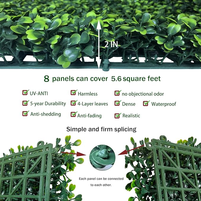 ODTORY Artificial Grass Wall Backdrop Panels: 10 by 10 in UV-Anti Greenery - Image 3