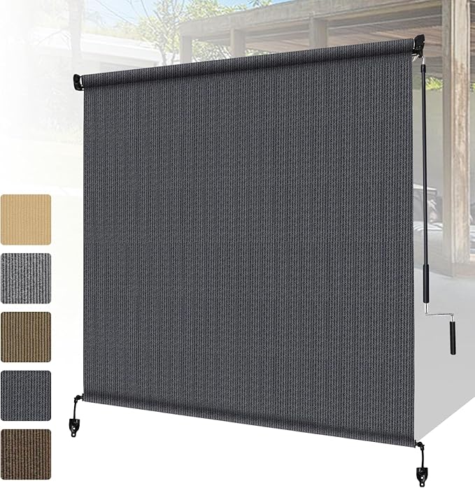 Shade&Beyond Outdoor Roller Shades 4' W x 8' H Cordless Patio Roll Up Blinds by ShadeBeyond