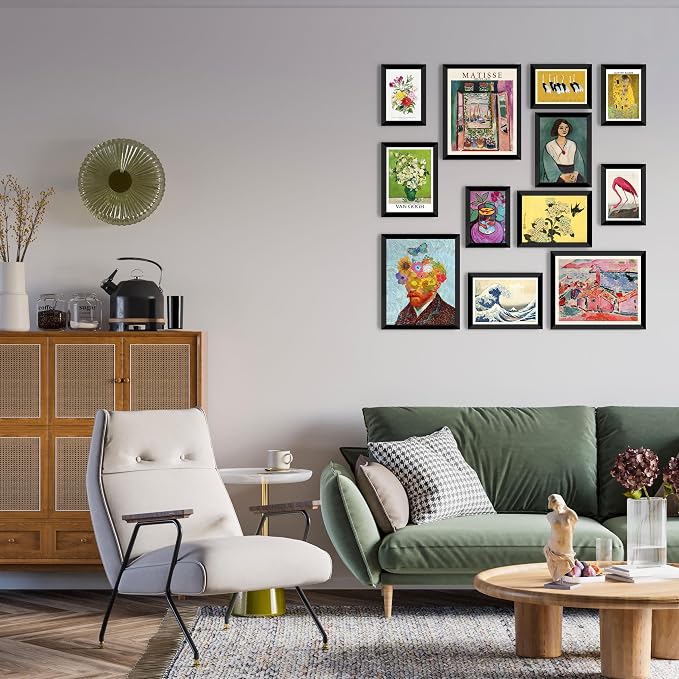 LANCHI95 12 Pcs Eclectic Wall Art Decor FRAMED, Eclectic Home Decor, Retro - Image 7