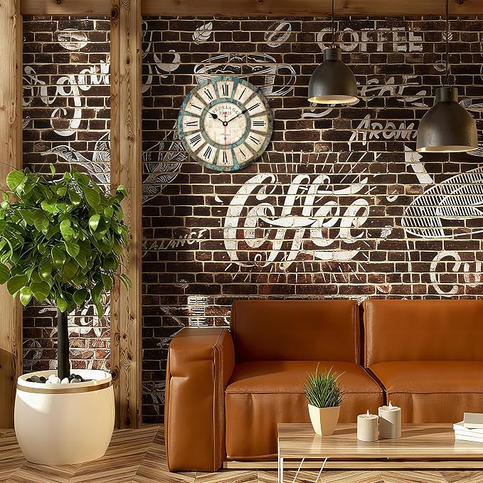 VIKMARI 14 Inch Wooden Wall Clock Battery Operated Retro Rustic Decorative Clock - Image 7