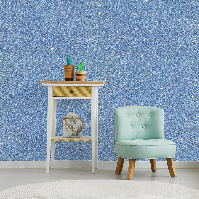 CHIHUT Holographic Blue Glitter Wallpaper 15.7''x100'' Sparkly Iridescent - Image 6