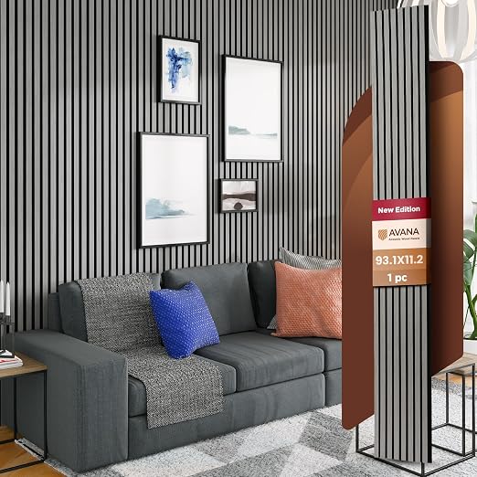 Avana Modern Acoustic Wood Wall Panels –93.2x11.25 Inch Panels – Fits 94x12 by AvanaHome