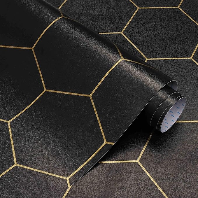 Black and Gold Wallpaper Geometric Peel and Stick Wallpaper by Fiula