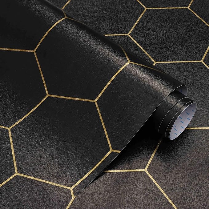 Black and Gold Wallpaper Geometric Peel and Stick Wallpaper by Fiula